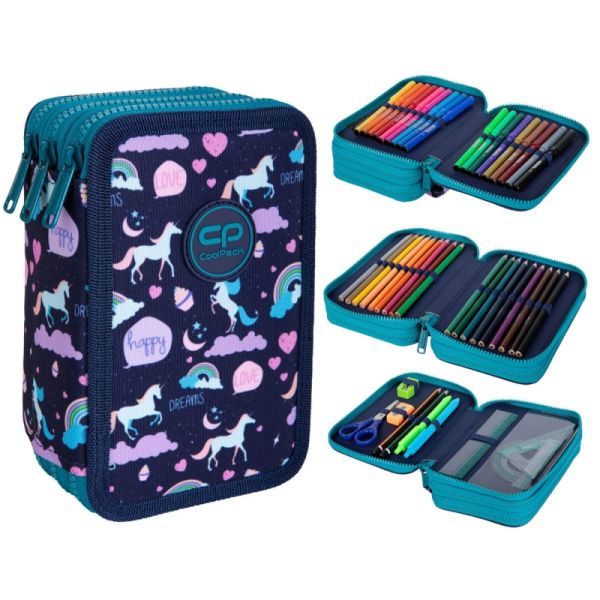 Coolpack Piórnik potrójny Jumper 3 z wyposażeniem HAPPY UNICORN