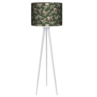 Lampa podłogowa - trójnóg drewniana duża Forest Animals zieleń - kolor podstawy do wyboru FL - biały