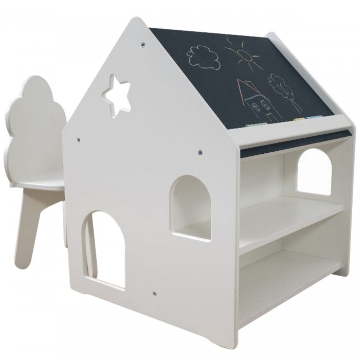 Domek - stolik edukacyjny + tablica kredowa BR