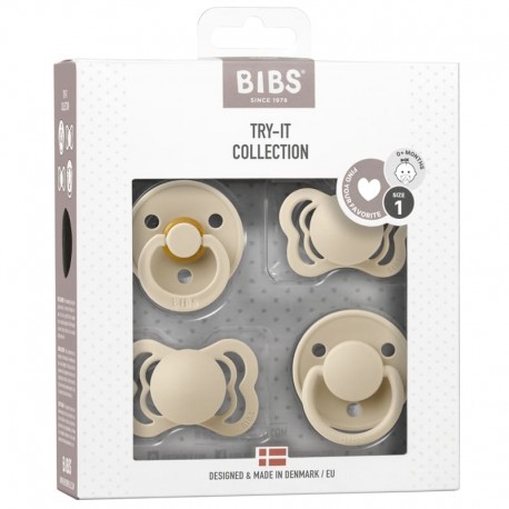 BIBS TRY-IT PACK VANILL 4 smoczkowy zestaw prezentowy smoczków niemowlęcych BBTB