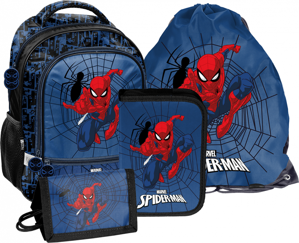 Zestaw: Plecak + piórnik + worek na buty + portfel Paso Spider-Man