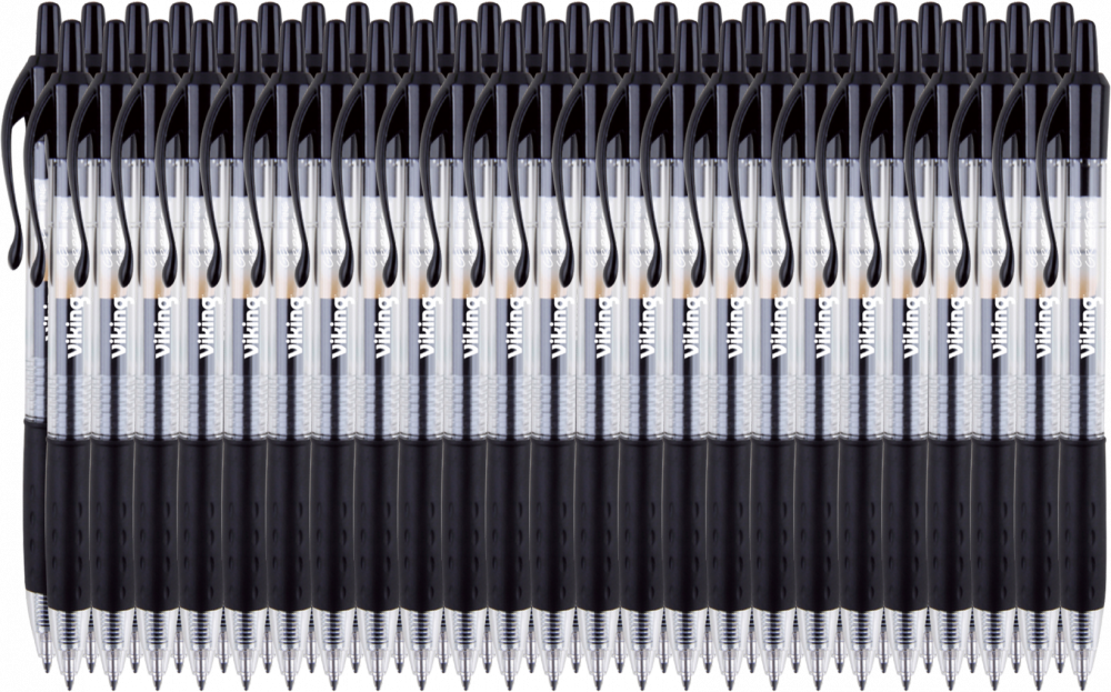 144x Długopis żelowy automatyczny Viking, 0.7mm czarny