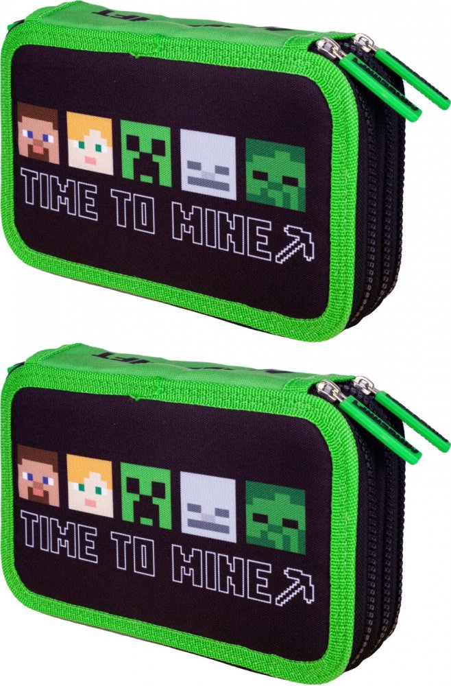 2x Piórnik szkolny Astra Minecraft Alex&Steven AC3, 3-komorowy, bez wyposażenia