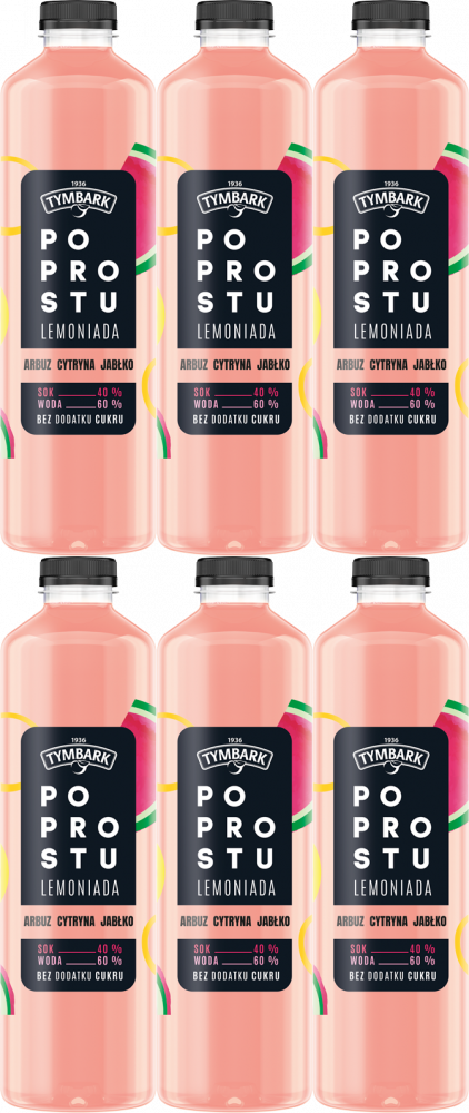 6x Napój Tymbark Po prostu Lemoniada, arbuz/cytryna/jabłko, butelka PET, 1.25l