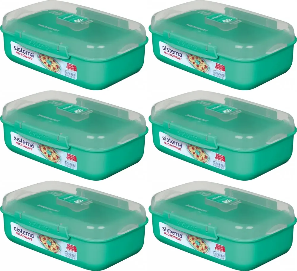 6x Lunchbox brytfanka Sistema Microwave, 1.25l, mix kolorów