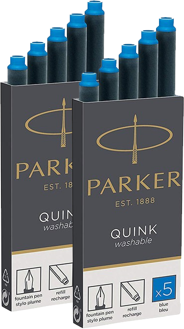 2x Naboje zmywalne do pióra wiecznego Parker Quink, 5 sztuk, niebieski
