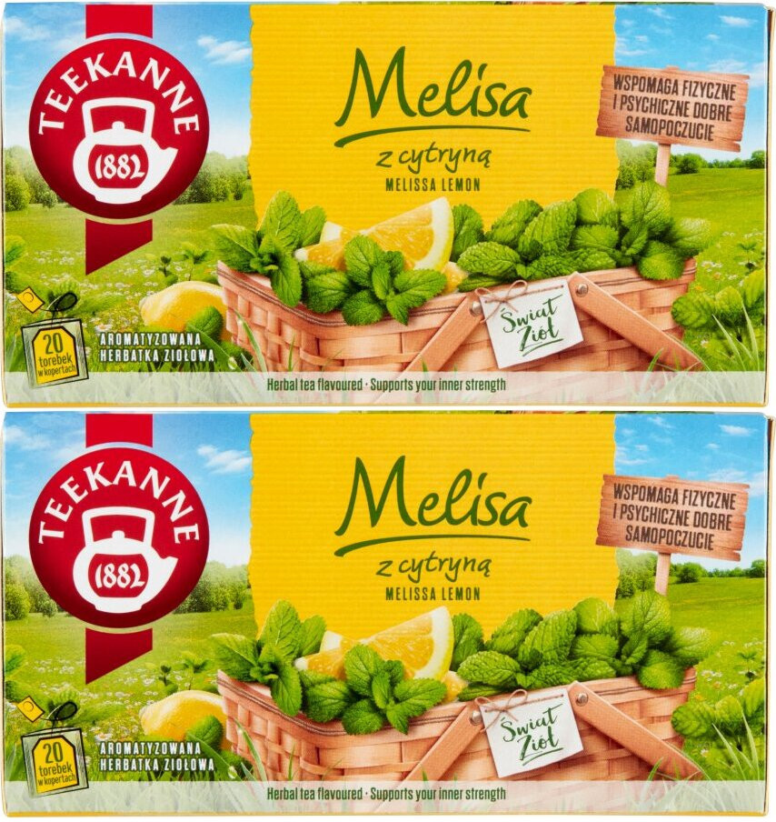 2x Herbata ziołowa w kopertach Teekanne, melisa z cytryną, 20 sztuk x 1.5g