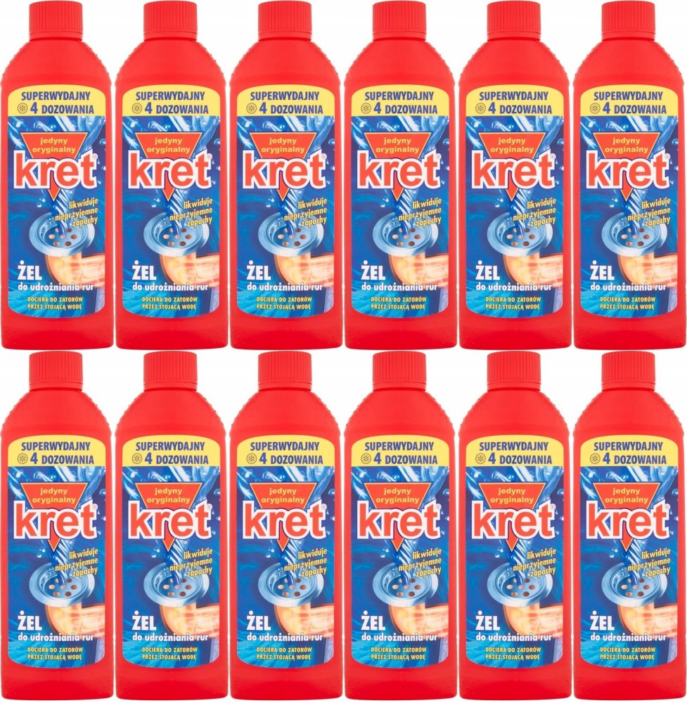 12x Udrażniacz do rur Kret, żel, 0.5l