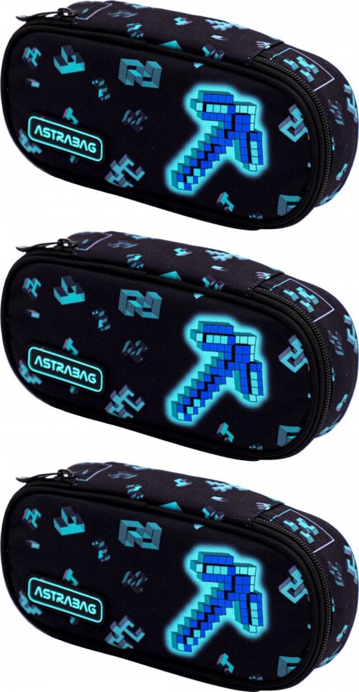 3x Piórnik szkolny Astra Astrabag Dark Pixel AC6, saszetka, bez wyposażenia