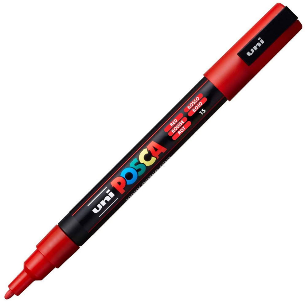 Marker Posca PC-3M, permanentny, okrągła, czerwony