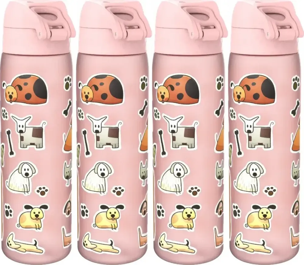 4x Bidon ION8 Dogs, recyclon/tritan, 500ml, różowy