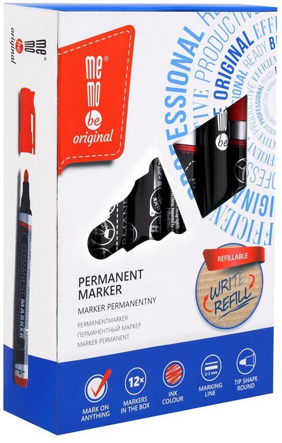 12x Marker permanentny MemoBe, okrągła, czerwony
