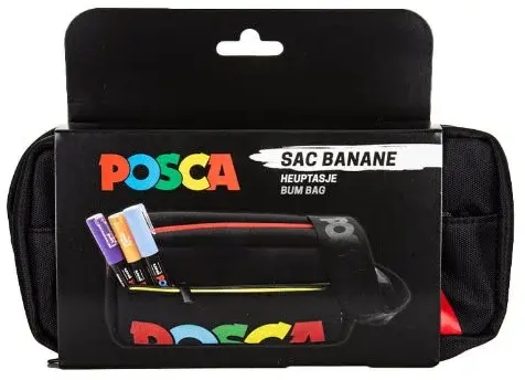 Saszetka z paskiem (nerka) Uni Posca, czarny