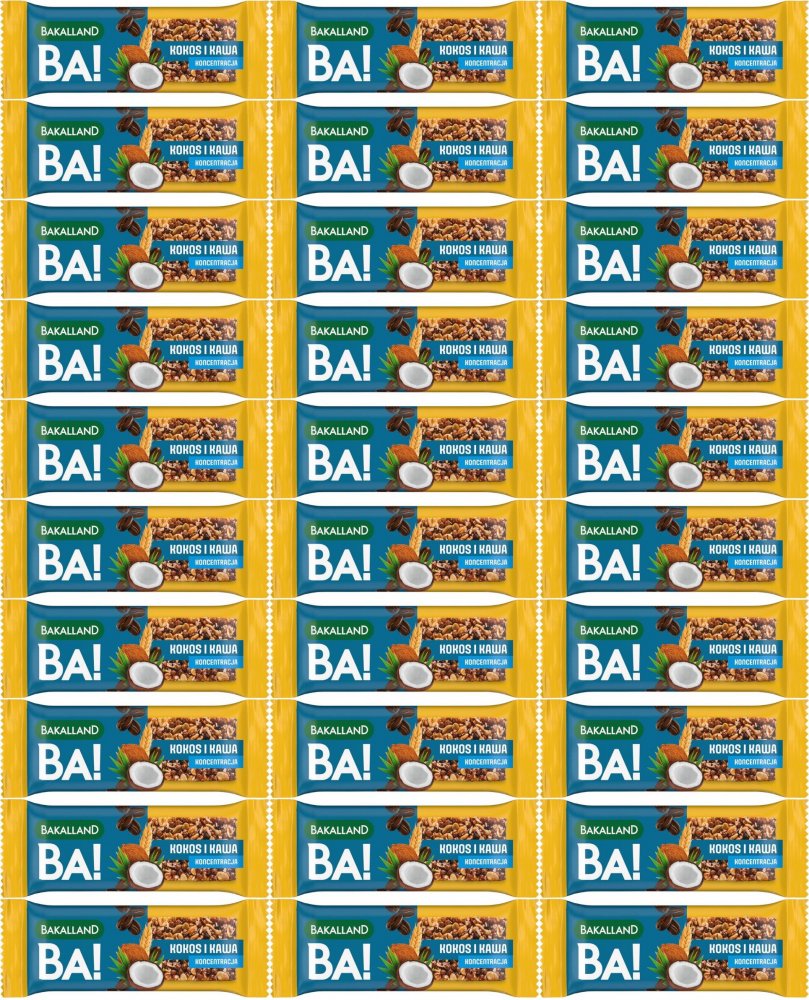 40x Baton Bakalland Koncentracja, kokos i kawa, 35g
