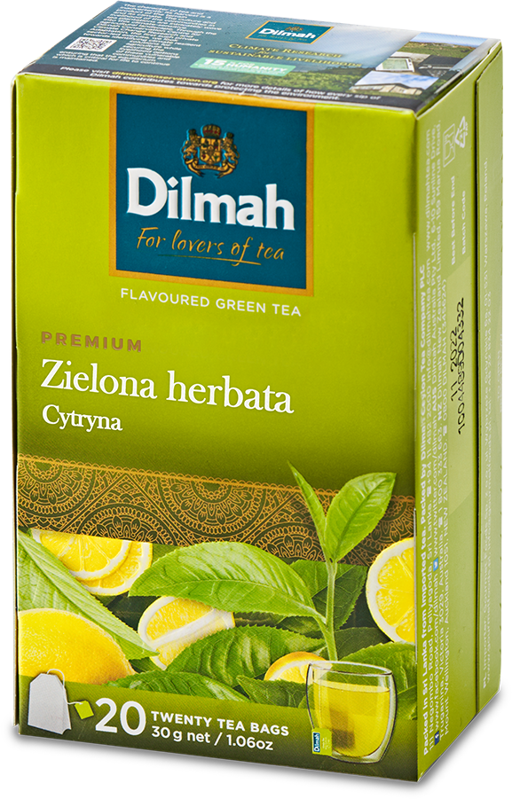 Herbata zielona smakowa w torebkach Dilmah, cytryna, 20 sztuk x 1.5g
