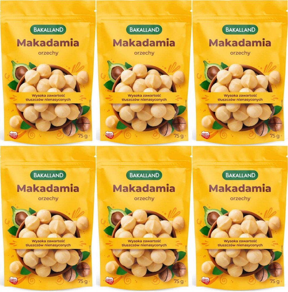 6x Orzechy makadamia Bakalland, 75g