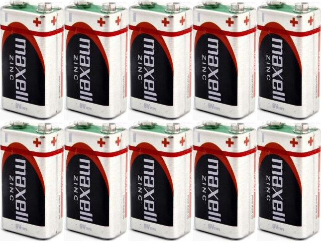 10x Bateria Maxell, 9V, R9 6F22
