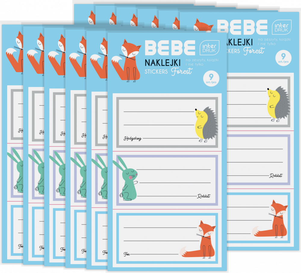 12x Naklejki na zeszyty BEBE Friends, 9 sztuk, mix wzorów