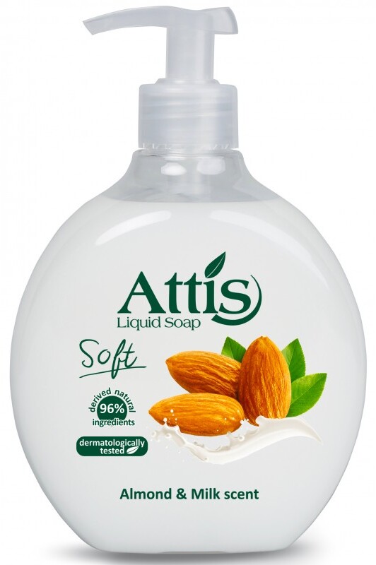 Mydło w płynie Attis Soft Gold Drop, mleko & miód, z dozownikiem, 500ml