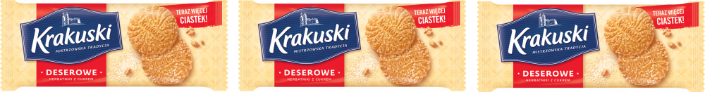 3x herbatniki Krakuski, deserowe z cukrem, 200g