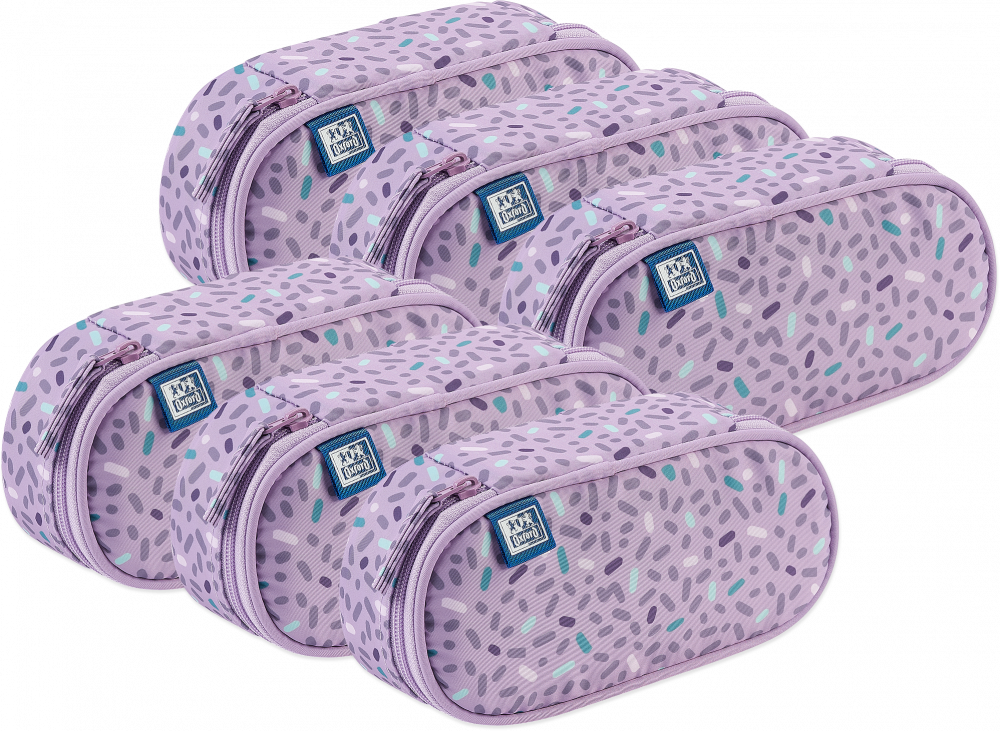 6x Piórnik z klapką Oxford Kids, bez wyposażenia, 23.5x8.5x5cm, poliester, fioletowy