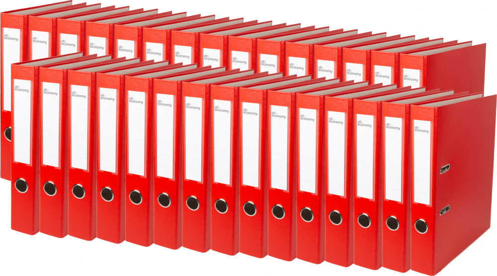 30x Segregator A4 Ofix Economy, 50mm, do 350 kartek, czerwony