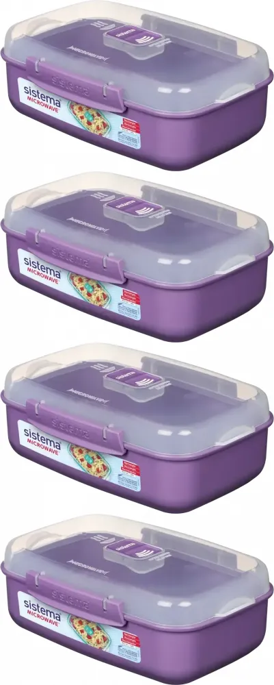 4x Lunchbox brytfanka Sistema Microwave, 1.25l, mix kolorów