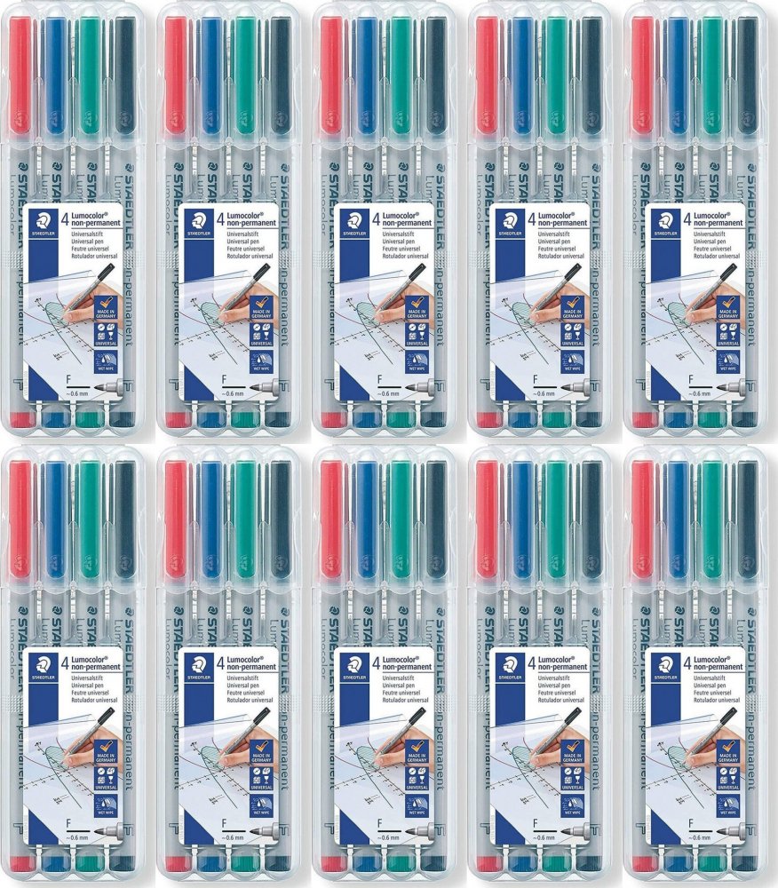 10x Foliopis Staedtler Lumocolor 316, 4 sztuki w etui, okrągła, 0.6mm, mix kolorów