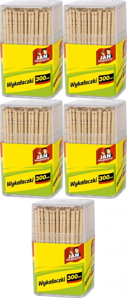 5x Wykałaczki Jan Niezbędny, drewno, w pudełku, 300 sztuk
