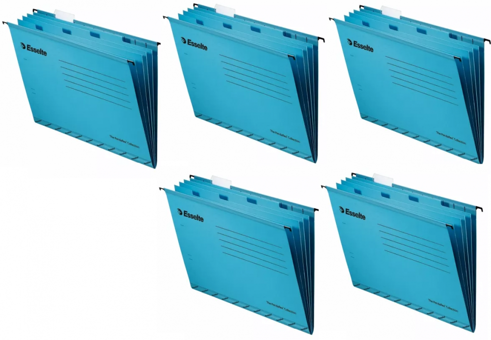 5x teczka zawieszana kartonowa Esselte Classic, z przekładkami, A4, 330x245mm, 210g/m2, niebieski