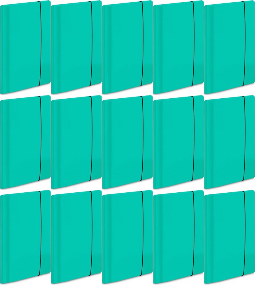 15x Teczka z gumką laminowana VauPe Large 2, A4, 20mm turkusowy