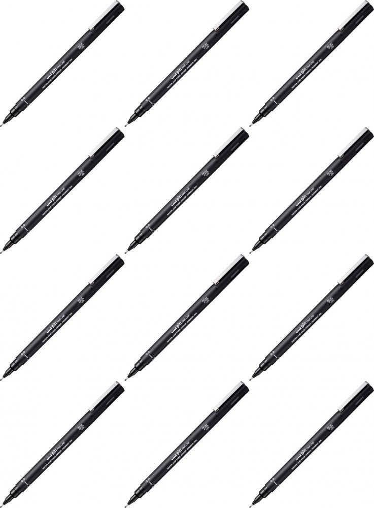 12x Cienkopis kreślarski Uni PIN-200, 0.9mm, czarny