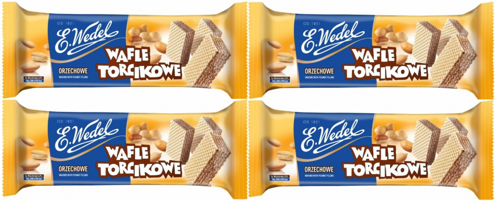 4x wafelki torcikowe Wedel, orzechowy, 160g