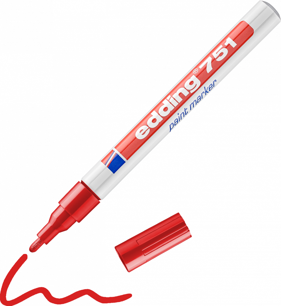 Marker olejowy edding 751, w aluminiowej obudowie, okrągła, 1-2mm, czerwony