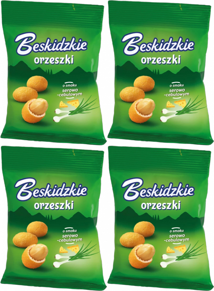 4x Orzeszki ziemne Beskidzkie, serowo-cebulowe, 70g