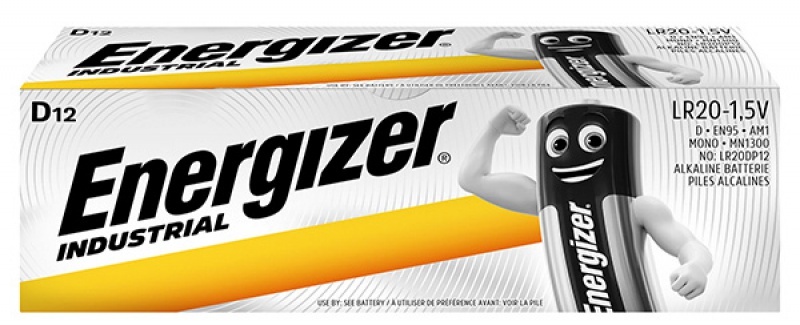 Bateria alkaliczna Energizer Industrial, D, 1.5V, LR20, 12 sztuk