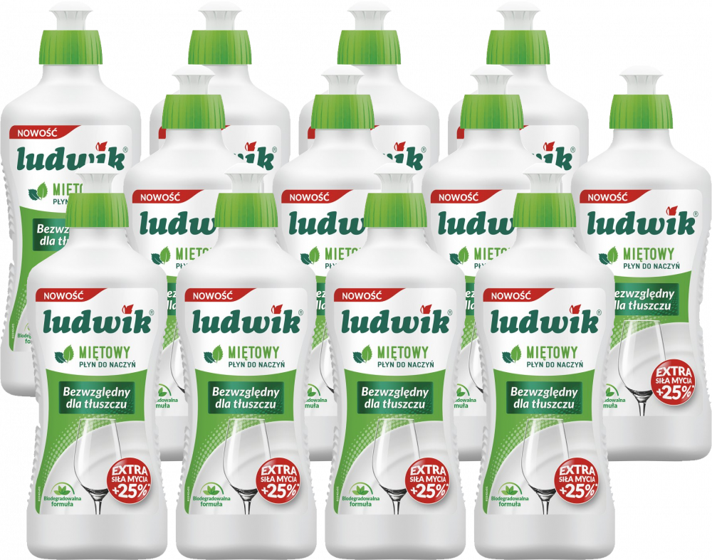 12x Płyn do naczyń Ludwik, miętowy, 900g