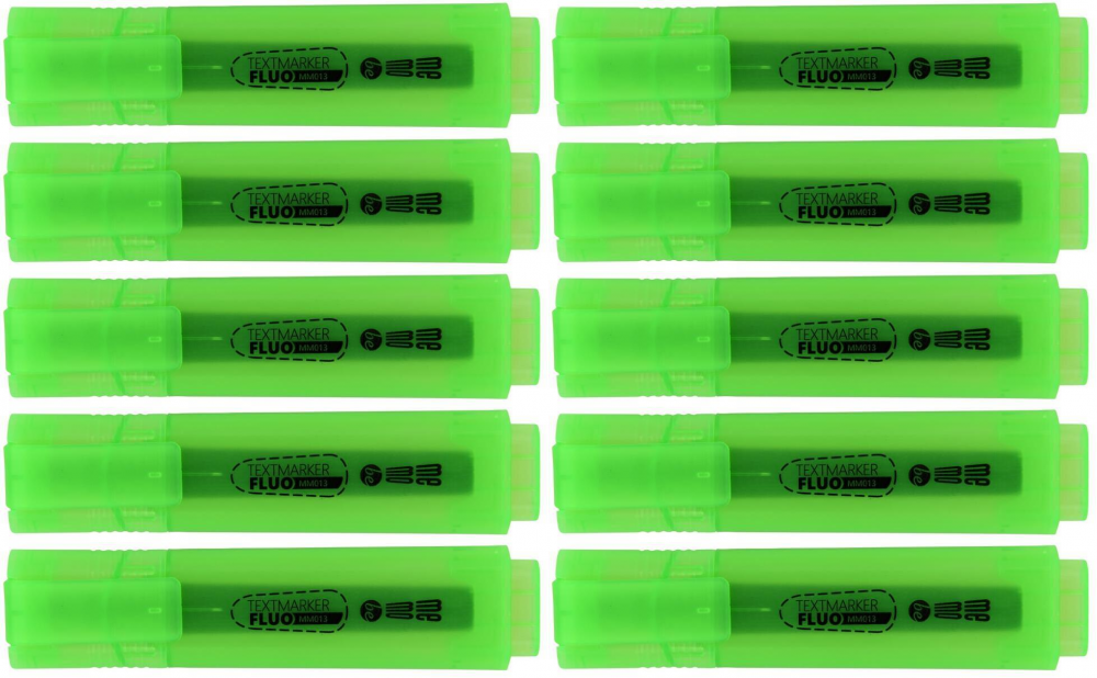 10x Zakreślacz MemoBe, ścięta, zielony neonowy