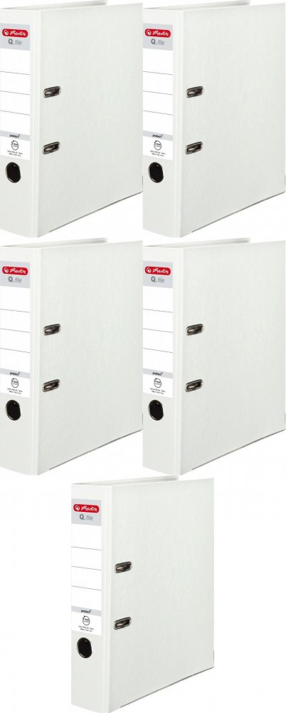 5x Segregator A4 Herlitz Q.file, 80mm, biały