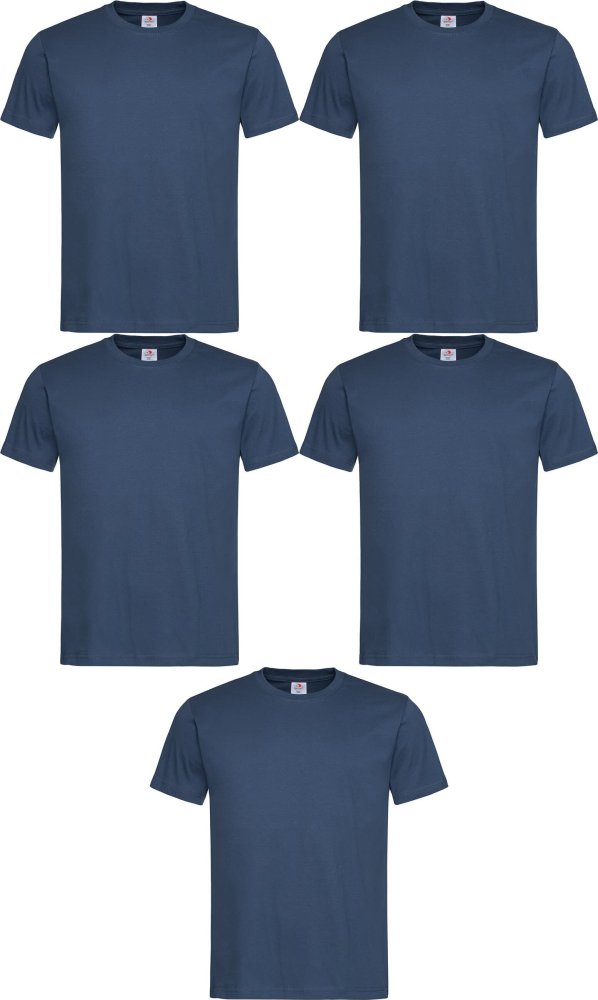 5x T-shirt Stedman, gramatura 155g, rozmiar M, granatowy