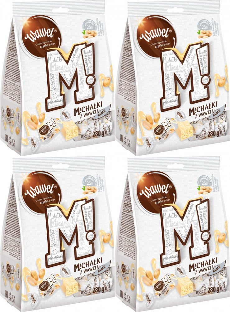 4x Cukierki Michałki Wawel, orzechowy w białej czekoladzie, 245g