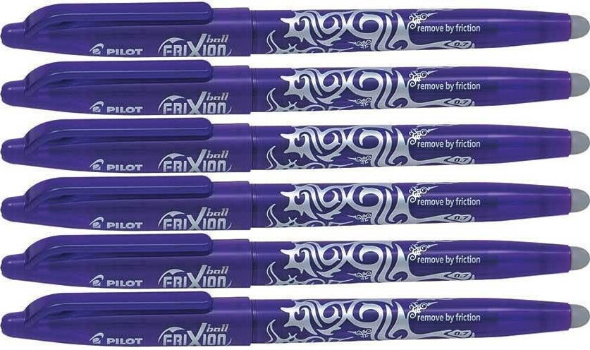 6x Pióro kulkowe wymazywalne Pilot Frixion Ball, 0.7mm, fioletowy