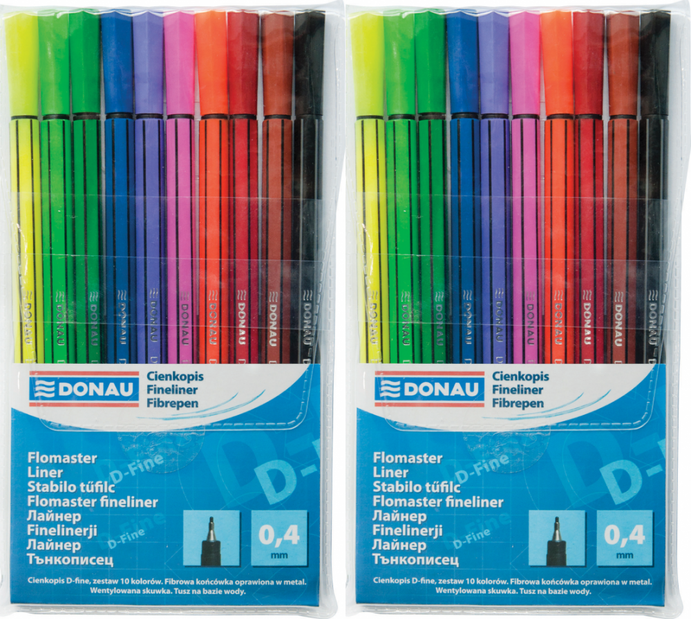 2x Cienkopis Donau D-Fine, 0.4 mm, 10 sztuk, mix kolorów