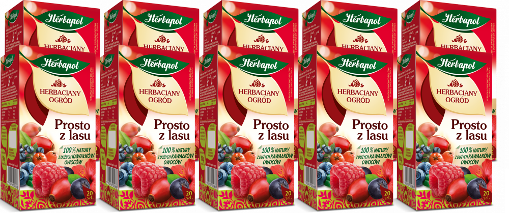 10x Herbata owocowa w torebkach Herbapol Herbaciany Ogród Prosto z lasu, owoce leśne, 20 sztuk x 2,5g