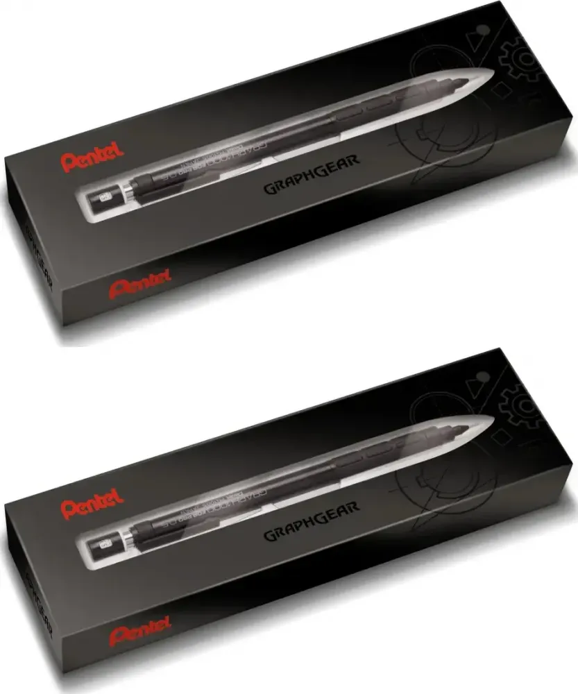 2x Ołówek automatyczny Pentel Graph 1000, 0.5mm, z gumką, czarny