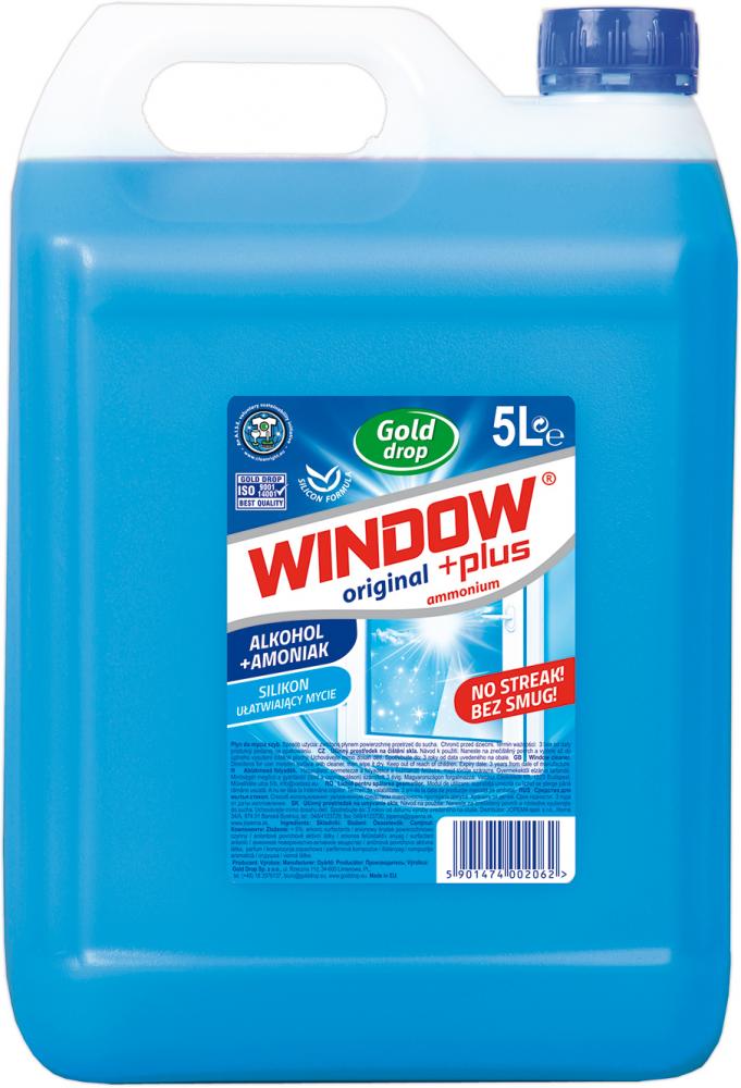 Płyn do mycia szyb Window Plus Gold Drop, z amoniakiem, 5l