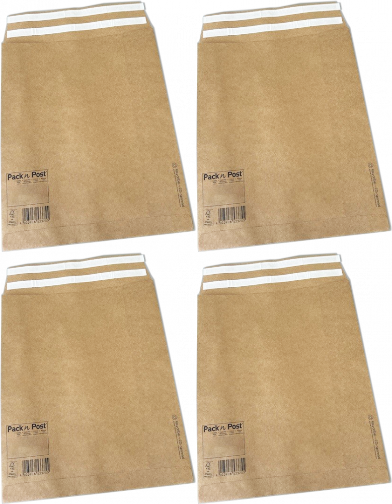 4x Koperta rozszerzana NC, 340x420mm, z 2 paskami HK, 10 sztuk, brązowy