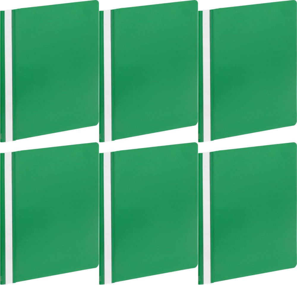 6x Skoroszyt plastikowy bez oczek Grand GR 505, A4, zielony