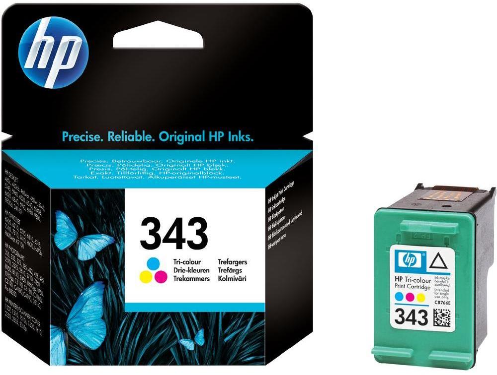 Tusz HP 343 (C8766EE), 330 stron, CMY cyan (błękitny), magenta ( purpurowy), yellow (żółty)