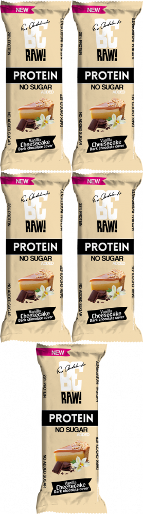 5x Baton proteinowy 28% BeRAW, sernikowy, bez cukru, 40g